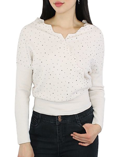 dy_mode V-Ausschnitt-Pullover Damen Feinstrick Pullover mit günstig online kaufen