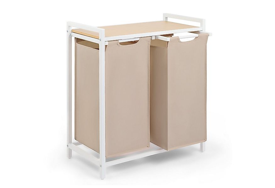 Blumtal Ausziehwäschekorb 2-4 Fächer Wäschesammler mit Ablage und Metallrah günstig online kaufen