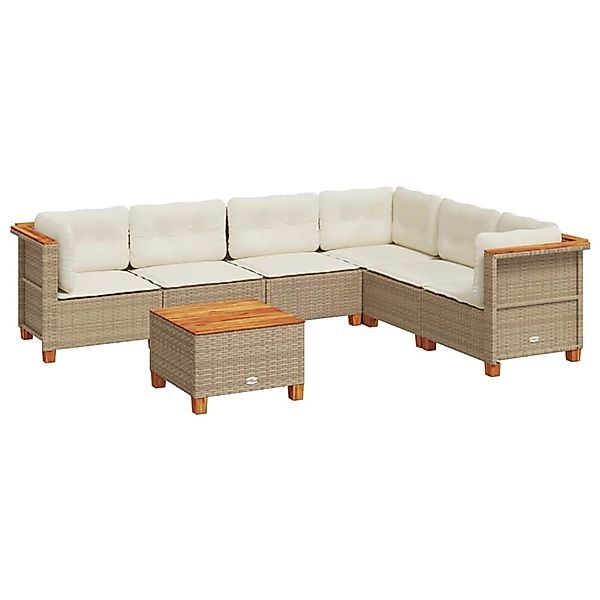 vidaXL 7-Tlg Garten-Sofagarnitur mit Kissen Beige Poly Rattan 3261865 günstig online kaufen