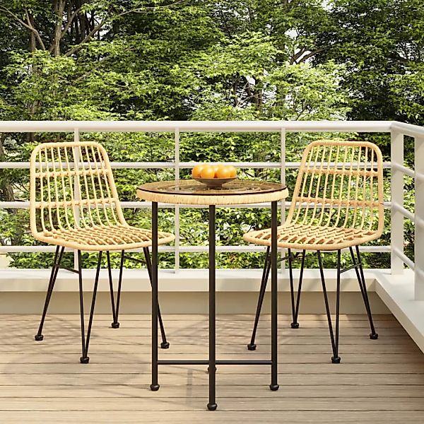 Vidaxl 3-tlg. Garten-essgruppe Poly Rattan günstig online kaufen