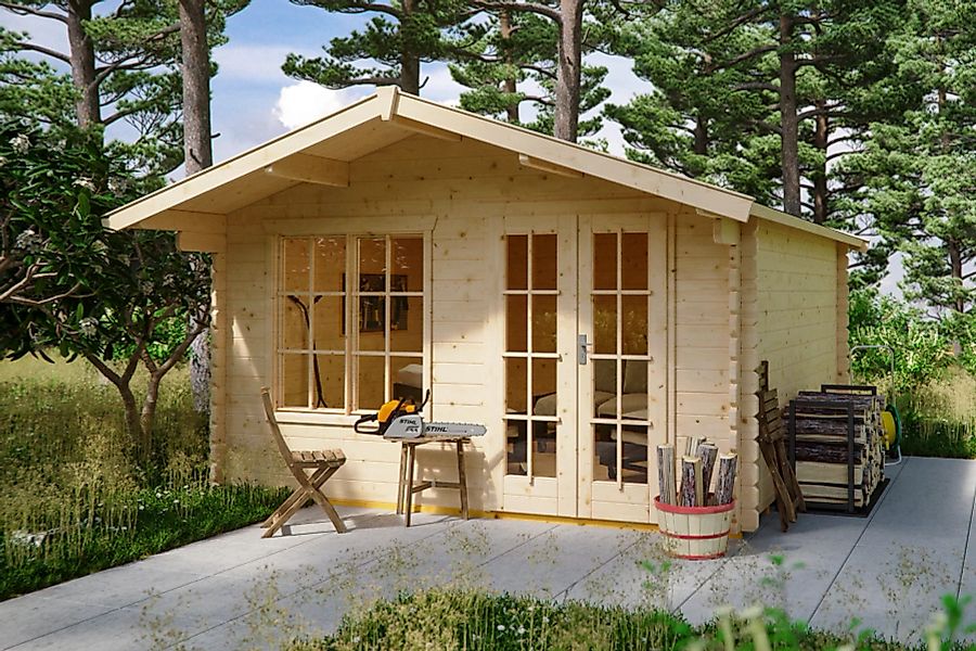 Skan Holz Holz-Gartenhaus Stavanger 1 Natur 380 cm x 300 cm günstig online kaufen