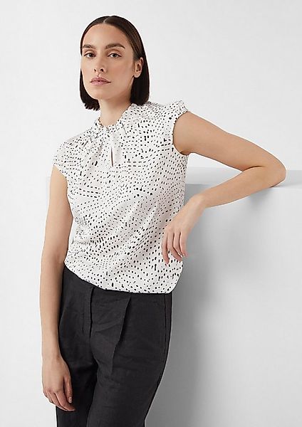 comma Kurzarmbluse Bluse Gemusterte Satin-Bluse mit Raffung günstig online kaufen