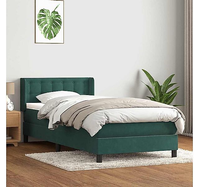 vidaXL Boxspringbett, Boxspringbett mit Matratze Dunkelgrün 80x220 cm Samt günstig online kaufen