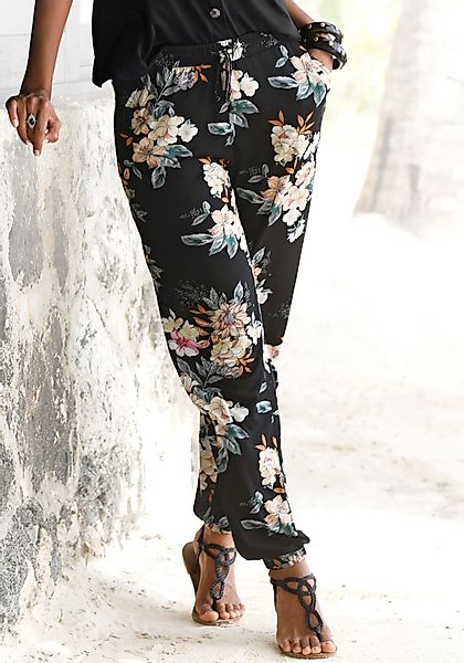 LASCANA Strandhose mit Blumendruck und Taschen, günstig online kaufen