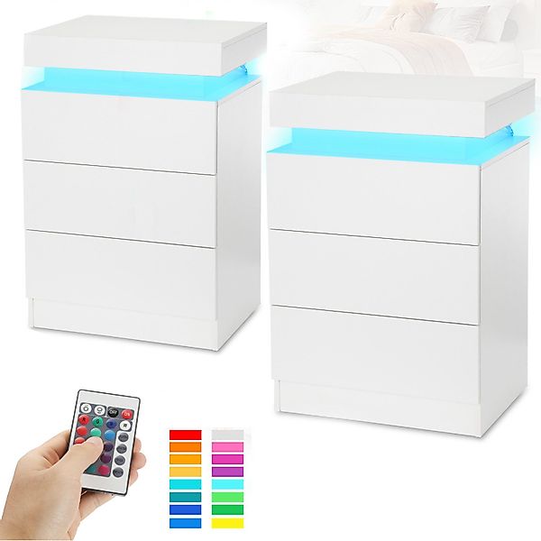 LETGOSPT Nachttisch 2 Stück LED-Nachttisch mit günstig online kaufen