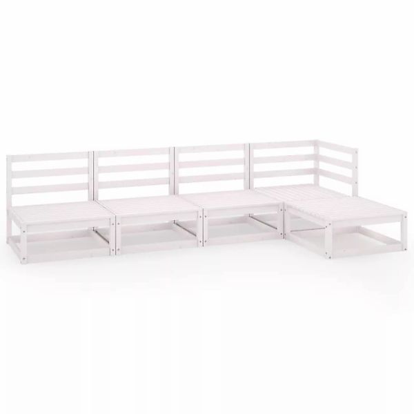 5-tlg. Garten-lounge-set Weiß Kiefer Massivholz günstig online kaufen