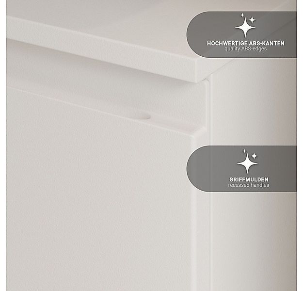 Lomadox Midischrank SALO-01 kaschmir Front matt 34 cm breit Metallfüße mode günstig online kaufen