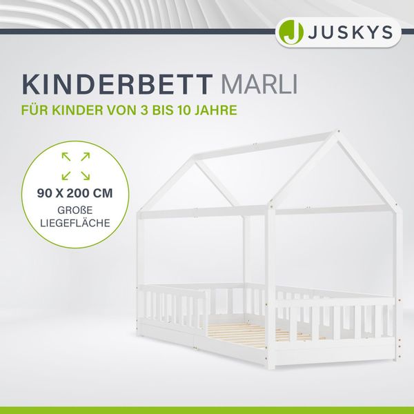 Juskys Kinderbett Marli, 90x200 cm, Hausoptik günstig online kaufen