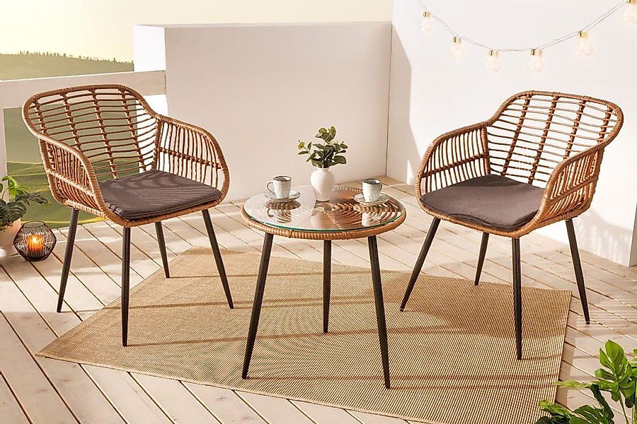 riess-ambiente Balkonset PARIS braun, (Set, 3-tlg), günstig online kaufen