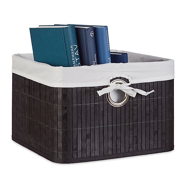 relaxdays Aufbewahrungskorb Bambus, Schwarz günstig online kaufen