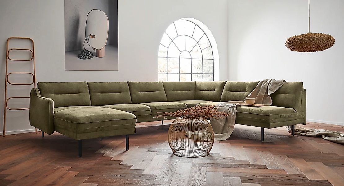Home affaire Wohnlandschaft "Nordfyn U-Form" edles Design in 3 Bezugsqualit günstig online kaufen