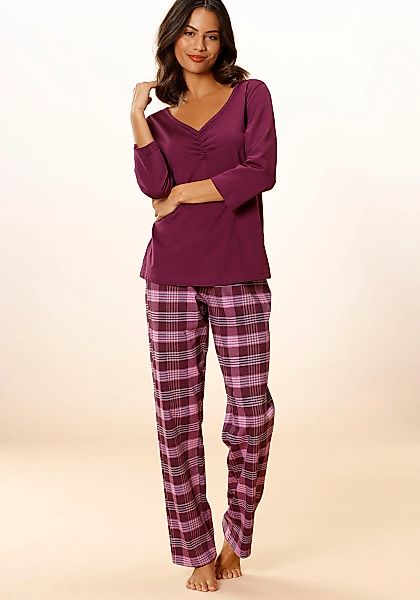 Vivance Dreams Pyjama, 2 Stk. mit karierter Hose günstig online kaufen