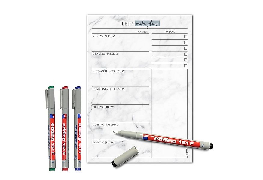 TOBJA Memoboard Menüplaner abwischbar inkl. 4 Stifte, wasserlöslich, Essens günstig online kaufen