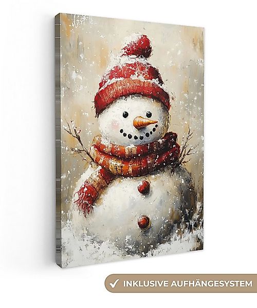 OneMillionCanvasses® Leinwandbild Schneemann - Winter - Schnee - Beige, Fot günstig online kaufen