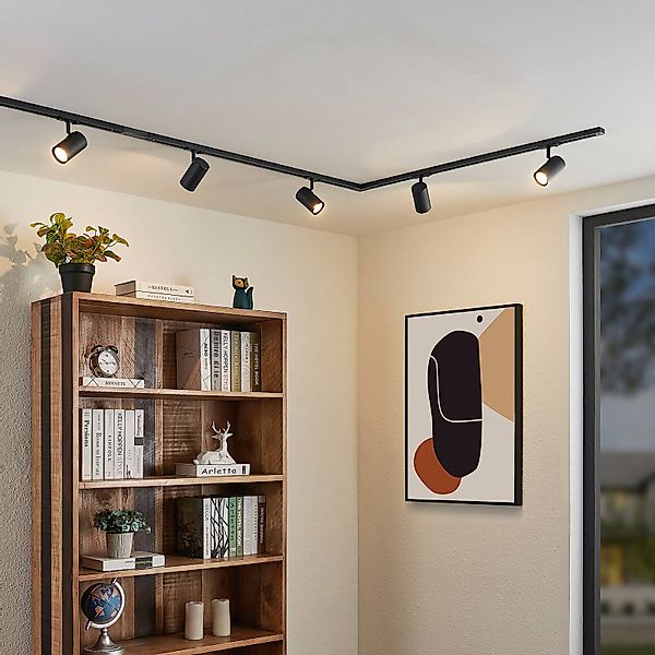 Lindby 1-Phasen-Schienensystem Linaro, GU10, schwarz, 5-flg. günstig online kaufen