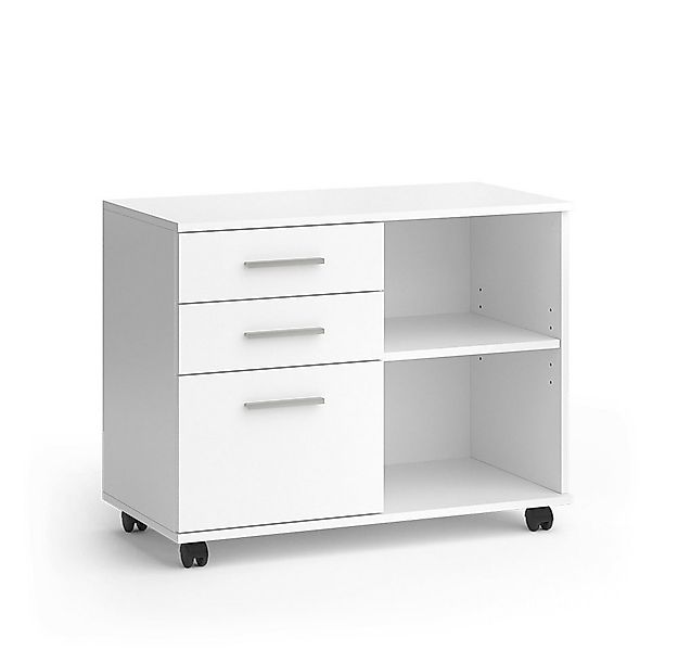 Vicco Rollcontainer Delf, Weiß, 80 x 40 cm mit 3 Schubladen günstig online kaufen