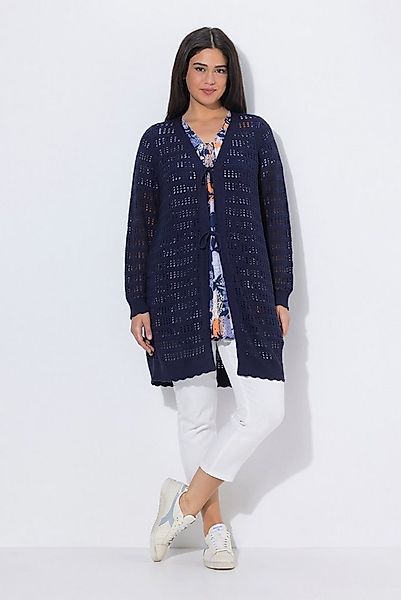 Ulla Popken Strickjacke Long-Strickjacke Band-Verschluss V-Ausschnitt günstig online kaufen