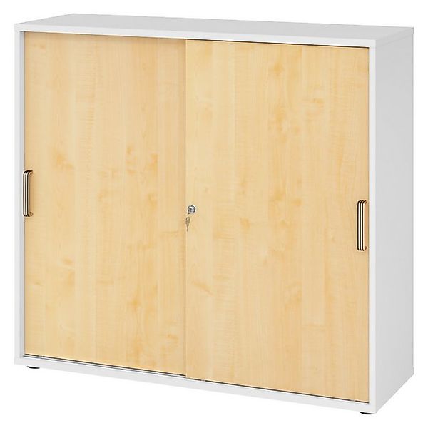 bümö Aktenschrank office Schiebetürenschrank Dekor: Weiß/Ahorn - Griffe: St günstig online kaufen