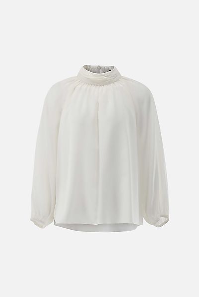 Stehkragenbluse aus Seide mit lockerem Schnitt günstig online kaufen