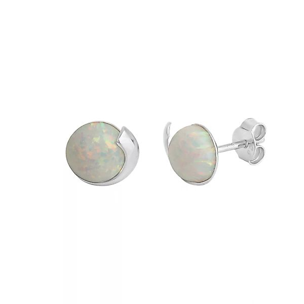 Vivance Paar Ohrstecker "925/- Sterling Silber rhodiniert imit. Opal weiß" günstig online kaufen