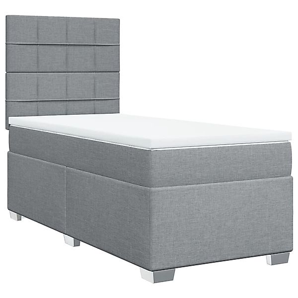 vidaXL Boxspringbett, Boxspringbett mit Matratze Hellgrau 90x190 cm Stoff günstig online kaufen