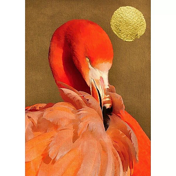 Fototapete Flamingo Sonne Schwarz Gold Rot Orange 2,00 m x 2,80 m FSC® günstig online kaufen