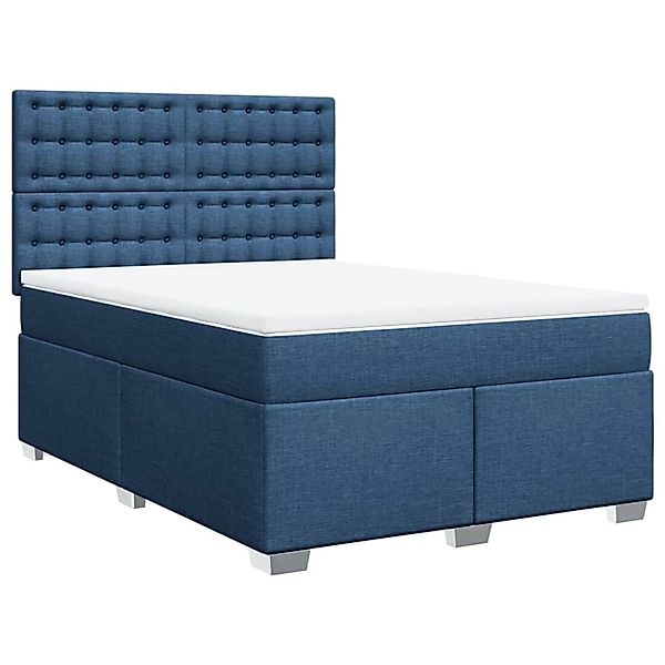 vidaXL Boxspringbett mit Matratze Blau 160x200 cm Stoff2100030 günstig online kaufen