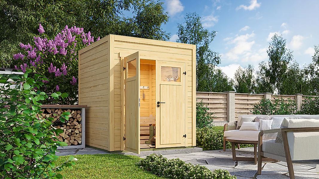 Weka Gartenhaus Batu 1 Flachdach Doppeltür Natur 200 cm x 200 cm günstig online kaufen