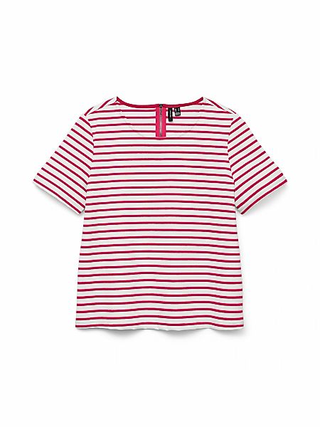 Vero Moda Rundhalsshirt "VMABBY SS ZIP TOP JRS NOOS" Materialmix, regular f günstig online kaufen
