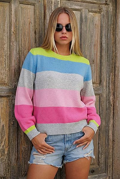 six-o-seven Strickpullover Kaschmir Feinstrick Blockstreifen Pullover moder günstig online kaufen