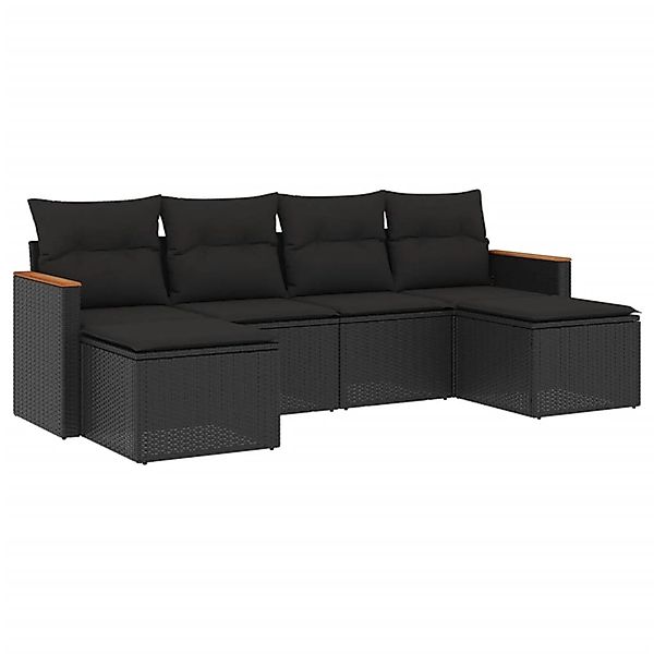 vidaXL 6-Tlg Garten-Sofagarnitur mit Kissen Schwarz Poly Rattan 3226216 günstig online kaufen