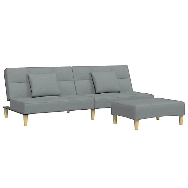 vidaXL Schlafsofa 2-Sitzer mit Fußhocker Hellgrau Stoff 3258103 günstig online kaufen